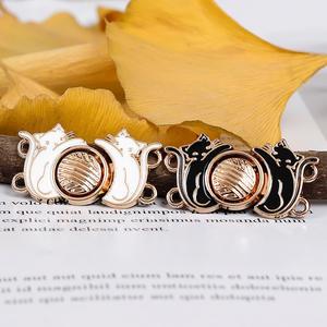 Hanfu Metal botones a presión Retro Stand <span class=keywords><strong>Collar</strong></span> doble botonadura nube hombro hebilla pequeño rectángulo gato cierre para estilo antiguo - Product Image 1