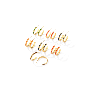 Orecchini a Cerchio in Acciaio Inossidabile Monocolore con Effetto Goccia, Set da 12 Pezzi - Product Image 1