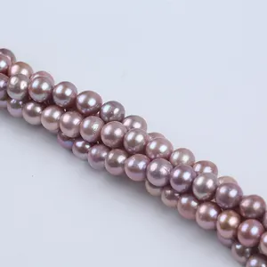 ZHUJI Bom Brilho 9-10mm AAA Natural Deep Purple Edison Forma Redonda Pérola Strand Beads Para DIY