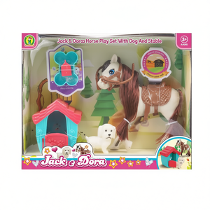 Ensemble de jeu cheval Jack E Dora avec chien et écurie, jouet animal pour enfants de 3 ans et plus - Product Image 2