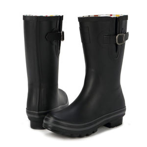 Bottes d'eau noires antidérapantes pour femmes, chaussures à mi-tube en caoutchouc naturel, <span class=keywords><strong>de</strong></span> <span class=keywords><strong>pluie</strong></span>, pour adultes, à la mode - Product Image 5