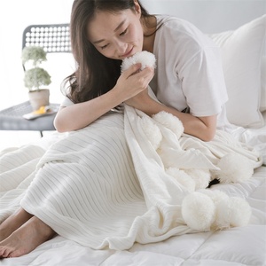 Soft Warm and Cozy <strong>King</strong> <strong>Size</strong> 100% Cotton Knitted <strong>Throw</strong> Couple Blanket for Sofa DQT - Product Image 2