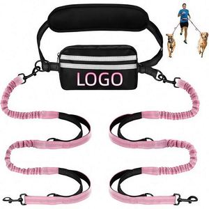Custom logo Free Hands Adjustable Iron Nylon Dog Leash Print Extra-Thick Waist Belt Double Padded Handles Ribbons for Dog - Product Image 2