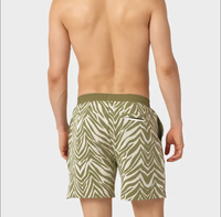 Shorts de bain pour hommes personnalisés en gros, décontractés, à rayures vertes, ultra-extensibles, à séchage rapide, en tissu texturé, écologiques