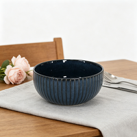 Bol à fruits en céramique réactive bleu foncé, plats de service, bol à soupe, bol personnalisé, produit le plus vendu, vaisselle, articles de table empilables