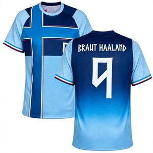 Maillot de football de l'équipe nationale de Norvège BLOODLINE INTERNATIONAL pour hommes, rouge, bleu, blanc, 9 Braut Haaland, impression par sublimation, respirant - Product Image 1