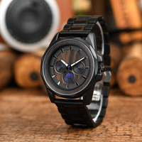 Jam tangan kayu pria desain sendiri bambu kuarsa Jepang