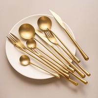Ensemble de couverts en acier inoxydable 304 de style simple, cuillère, fourchette, couteau de luxe, argenterie pour café, hôtel, restauration occidentale
