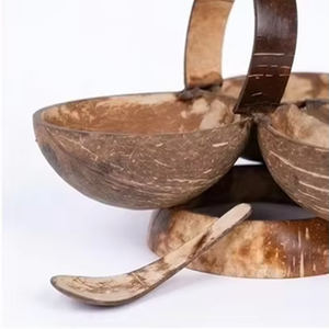 Ensemble de service artisanal en coquille de noix de coco, écologique et naturel, pour fruits secs, noix, épices et sauces - Product Image 3