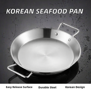 Poêle à Frire Antiadhésive Coréenne Écologique en Gros pour Fruits de Mer, Poignée en Cuivre, Ustensile de Cuisine en Acier Inoxydable Compatible Induction - Product Image 2