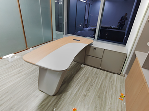 Scrivania Direzionale di Lusso Moderna per Ufficio CEO, Tavolo per Manager con Mobile Laterale, Scrivania per Computer da Casa/Ufficio - Product Image 6