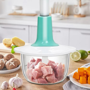 Hachoir manuel à légumes et viande, type presse, pour usage domestique, avec fonction fouet et mélangeur, mini robot culinaire de cuisine - Product Image 2