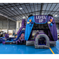 Structure gonflable commerciale en PVC de qualité professionnelle, château de saut avec toboggan et blocs de construction, pour location commerciale, couleur personnalisable