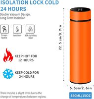 Bouteille d'Eau Intelligente Isotherme en Acier Inoxydable avec Écran Tactile, Mug de Voyage Portable, Thermos à Café Sous Vide, Vaisselle pour Boissons Nomade