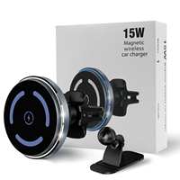 Portable en alliage d'aluminium voiture évent support de charge sans fil tableau de bord support de téléphone magnétique 15W chargeur sans fil voiture