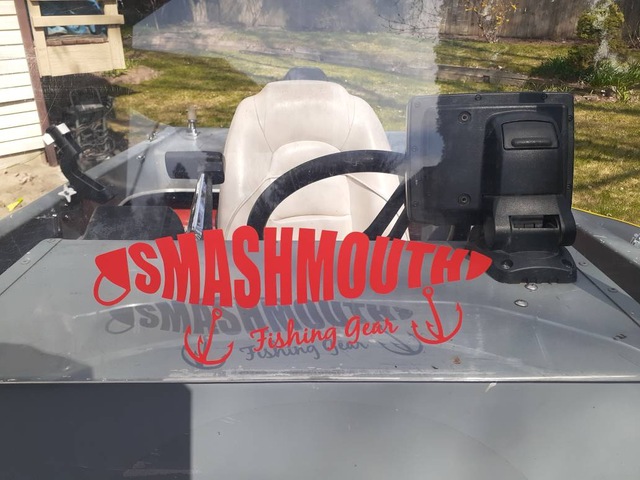 Red  car window sticker