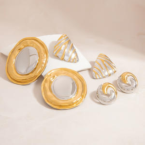 Stud Earrings Gold Silver Color <b>Block</b> Geometric <b>Shape</b> Stainless Steel Everyday Wear Women's Fine Jewelry - Product Image 2