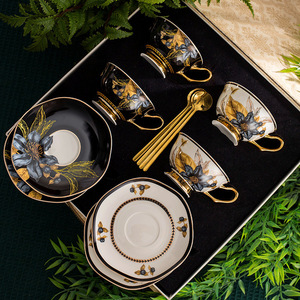 Juego de Taza y Platillo de Cerámica Europea de Alta Estética, en Forma de Corazón, Multicolor, Resistente al Calor, Duradero, para el Té de la Tarde - Product Image 1