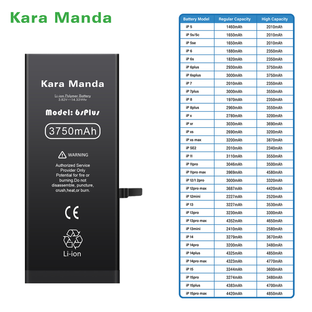 Kara Manda Wholesale Phone Battery High Capacity 3750mAh Replacement Battery for iPhone 6s Plus Phone Battery