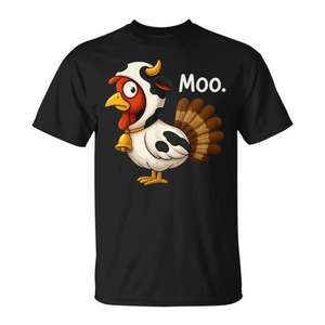 Camiseta de Acción de Gracias con diseño de pavo disfrazado de vaca - Product Image 1