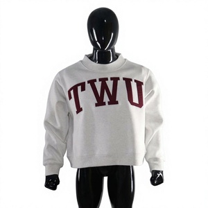 Sudadera de Cuello Redondo TWU Unisex, Blanca, de Algodón y Felpa, Corte Regular, con Letra Estampada en la Parte Delantera, Ropa Casual de Otoño - Product Image 6