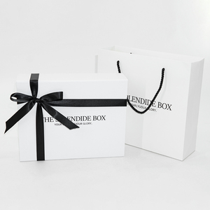 Boîte-cadeau d'emballage cosmétique de <span class=keywords><strong>maquillage</strong></span> en carton blanc personnalisable avec fermeture magnétique pliable <span class=keywords><strong>et</strong></span> logo à ruban noir - Product Image 1