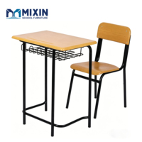 Bureau d'étude pour étudiant en métal, bureau individuel pour l'école primaire avec plateau en MDF aux coins arrondis