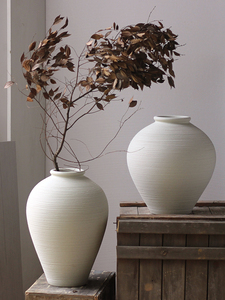 Maceta de suelo grande para flores secas, decoración minimalista para sala de estar con acabado de arcilla texturizada - Product Image 4