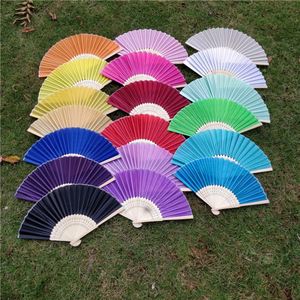 Éventail pliant en tissu pastel, artisanat en bambou, produit pour cadeaux promotionnels en plastique - Product Image 6
