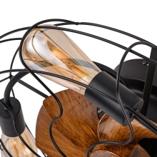 Industriële Retro Gekooide Plafondventilator Verandert Slim Licht Afstandsbediening Slaapkamer Keukenbar Met Lichte <span class=keywords><strong>3</strong></span> Kleuren Woonkamer Modern - Product Image 3