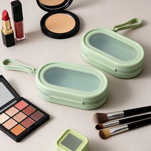 Pochette de voyage simple en silicone, couleur macaron, fermeture éclair lisse, étanche, pour cosmétiques - Product Image 1