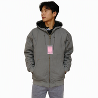 Veste de travail d'hiver à capuche, style basique, en toile de canard, isolée, avec logo personnalisé, motif écossais, grandes tailles, pour vêtements de travail OEM