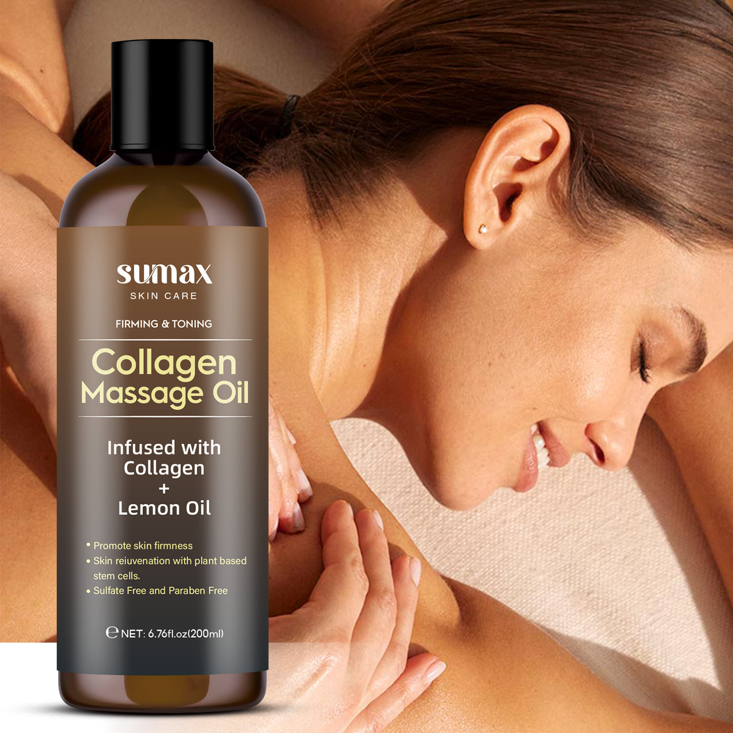 SUMAX 200ml Temu Collagen Massage Oil English Packaging for Body Use for Children