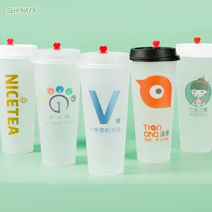 Factory Direct Disposable Good Sealing Lids For Bubble Tea Juice Black White Drink Cup Frosted Connecting Covers