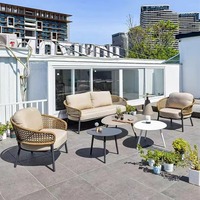 Ensemble de canapés en rotin d'extérieur moderne Dephoon, coussins imperméables, résistant aux intempéries, sièges profonds, salon, jardin, terrasse
