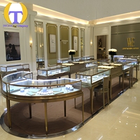 Vitrine de Luxe Personnalisée en Acier Inoxydable avec Éclairage LED, Robuste, pour Bijouterie, Comptoir d'Exposition pour Centre Commercial, Vente en Gros