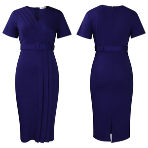 Nuevo Vestido Corto de Manga Corta con Cuello en V y Cintura Ajustada en Color Sólido, Estilo Africano para Mujer, Moda OL Tongle - Product Image 5
