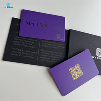 Cartes de membre en métal de carte en métal d'affaires de NFC pourpre en gros avec la puce Tag216 Tag215 de la fabrication de carte de CKT NFC