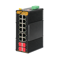 Switch industriel géré L2 Gigabit 16 ports, 12 RJ45, 4 SFP, QoS, VLAN, LACP, SNMP, 32 Gbps, Full Duplex, IP40, rail DIN, SH-GM04012-P