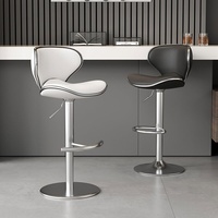 Tabouret de bar en métal et bois, style luxe léger, moderne et simple, avec dossier, réglable en hauteur et pivotant, pour la maison et la réception.