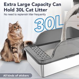 Litière pour chat XL anti-fuite avec côtés hauts, litière pour chat en acier inoxydable avec couvercle, vente en gros - Product Image 2