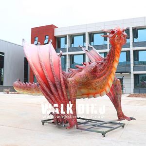 Dragon géant mécanisé animatronique à induction infrarouge à ailes rouges à vendre, dragon occidental personnalisé - Product Image 2