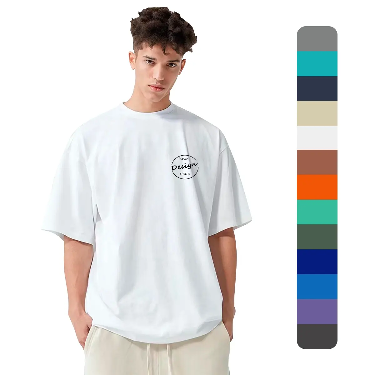 Oem Custom T-Shirt Heren 100 Katoen Oversized T-Shirt Verlengde Blanco Hoge Kwaliteit Zwaargewicht T-Shirt Drop Shoulder T-Shirt Heren