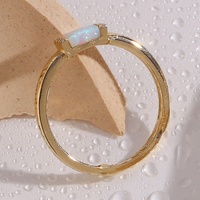 Dreamshow Bagues en opales naturelles en argent sterling 925 de 0.1 microns d'épaisseur Bagues de fiançailles plaquées or 14K pour femmes
