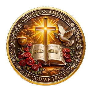 Moneda Conmemorativa Stock God Bless <span class=keywords><strong>America</strong></span>, Artesanía Metálica, Decoración con Temática Bíblica de Cruz y Paloma, Recuerdo Coleccionable para Festivales - Product Image 3
