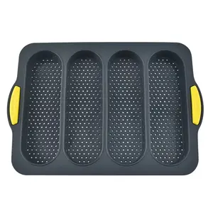 Cross Border Atacado De 4-slot Silicone Baguette Bolo Mold DIY Molde De Pão Francês Antiaderente Baking Bandeja Forno De Pão