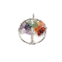 Pendentif Arbre de Vie en Cristal Naturel de 3 cm en Gros, Pendentif Arbre des Racines Chakra Coloré pour Accessoires de Bijoux DIY