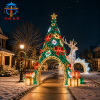 Riesiges Outdoor-Weihnachtsbaum- und Rentier-Seidenlaternen-Set, Handgefertigte Festliche Feiertagsdekoration für Kommerzielle Plätze und Gärten