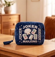 Pochette à fermeture éclair dorée pour tuiles de Mahjong, en velours de coton doux, organisateur d'accessoires de Mahjong, sac de rangement pour pièces de jeu