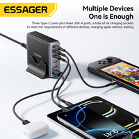 ESSAGER ES-CD59 EU US UK 85W Multiple 6 Port Téléphone Mobile De Bureau Type C Usb Gan Station De Chargeur Rapide pour Iphone Samsung